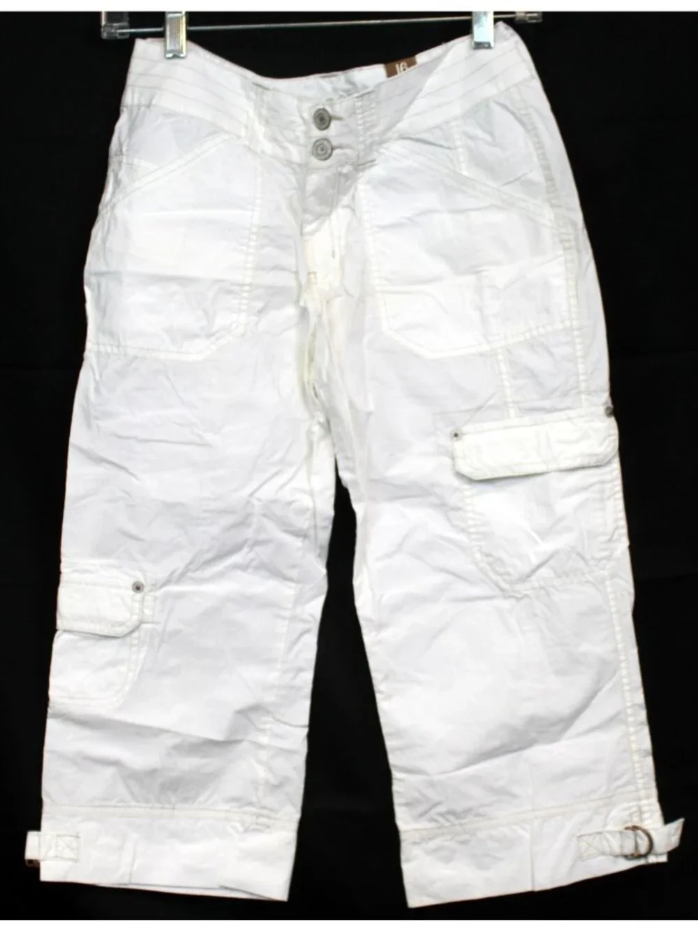 Limited Too White Pants sz 16R Lightweight cotton Summer Cargo Capri Pockets NEW